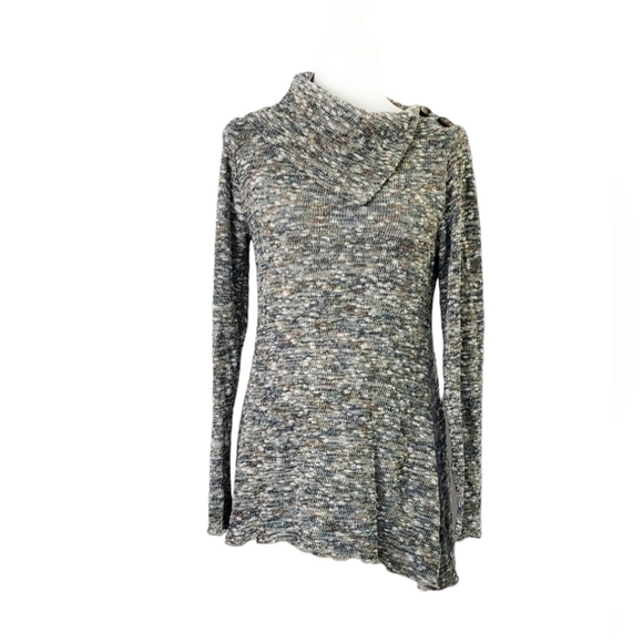 COPY - NWOT Sno Skins Asymmetrical Button Detail Space Dye Tunic Sweater - Picture 2 of 11